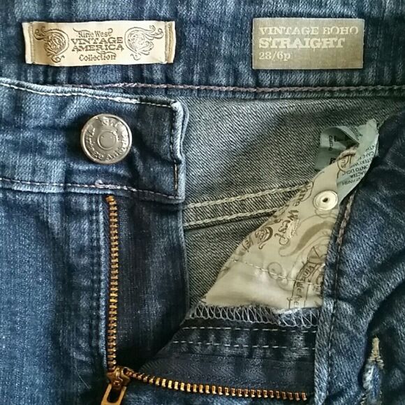 Vintage America Women's Vintage Boho Slim Ankle Jeans Sz 6/28 Petite Mid Rise - Picture 6 of 7
